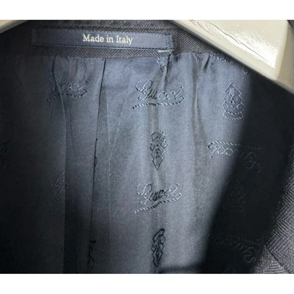 Gucci Mens Black Wool Suit Tom Ford Era Italy Tailored Jacket Pants Size 44R